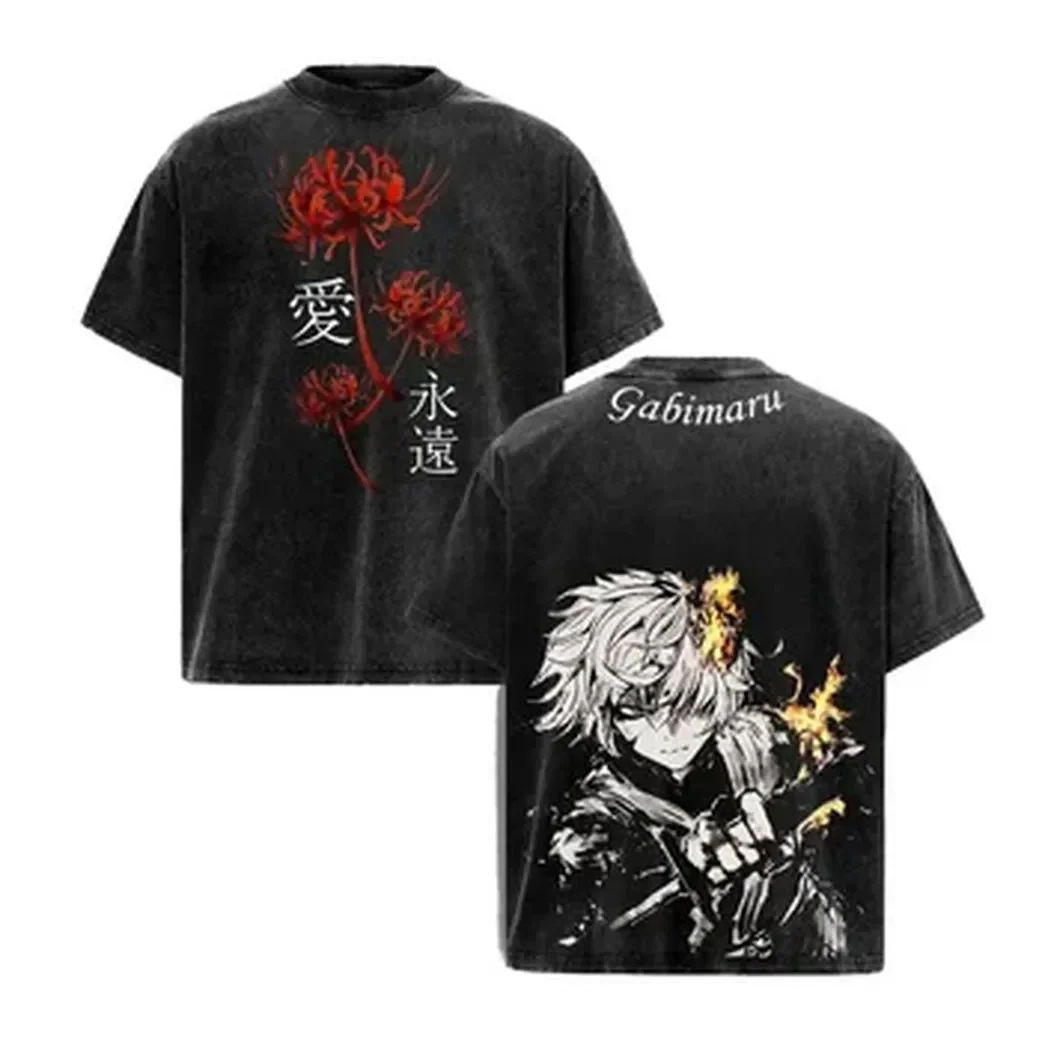 Vintage Summer Clothing Men - Camiseta Vintage de Anime Japonês Hell's