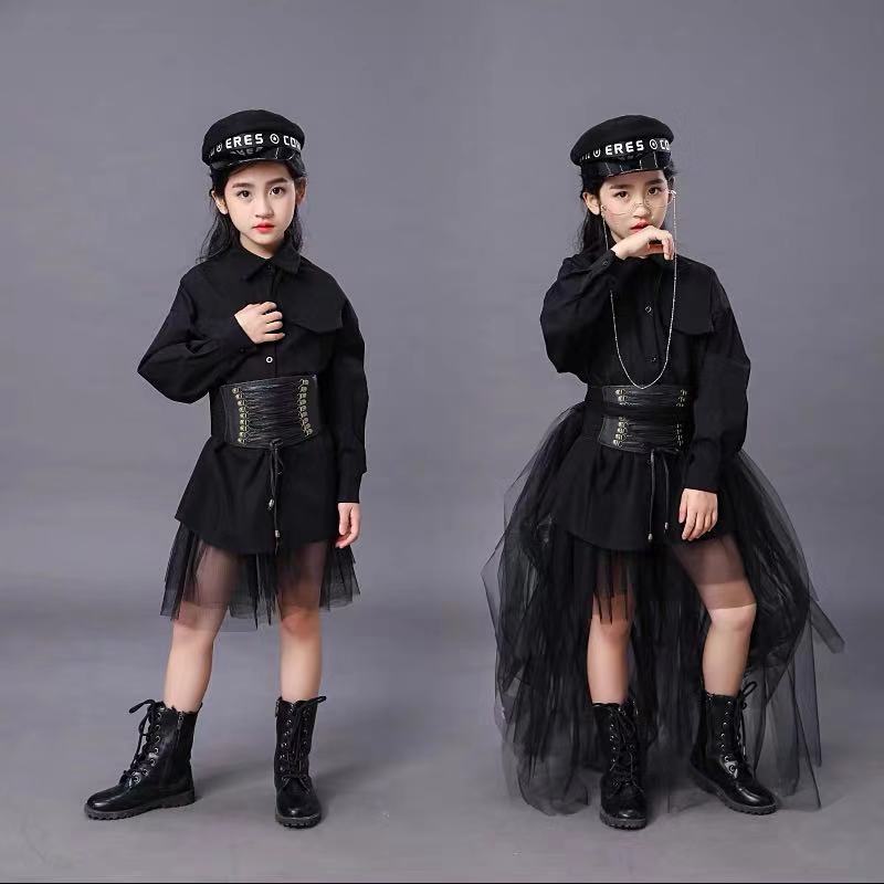 Summer Clothing Girls - Terno preto infantil meninas modelo competição
