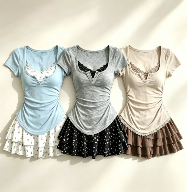 Summer Clothing Y2K - Conjunto de 2 Peças Estilo Lolita
