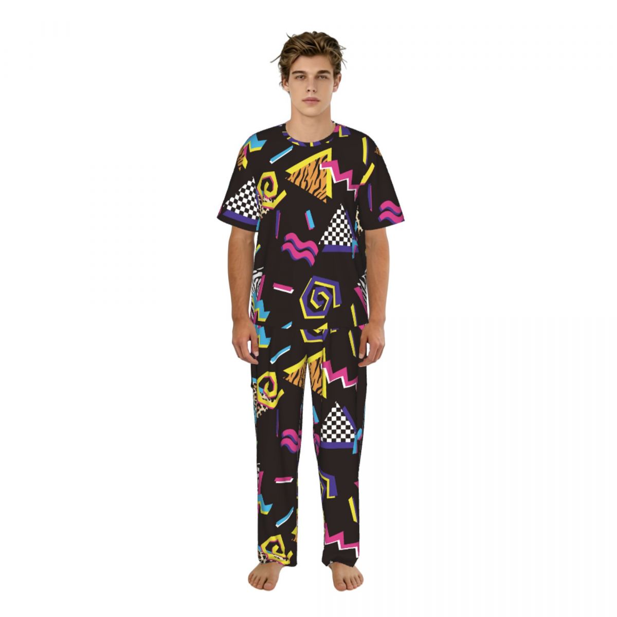 Summer Clothing Styles Men - Conjunto de pijama masculino, manga curta,