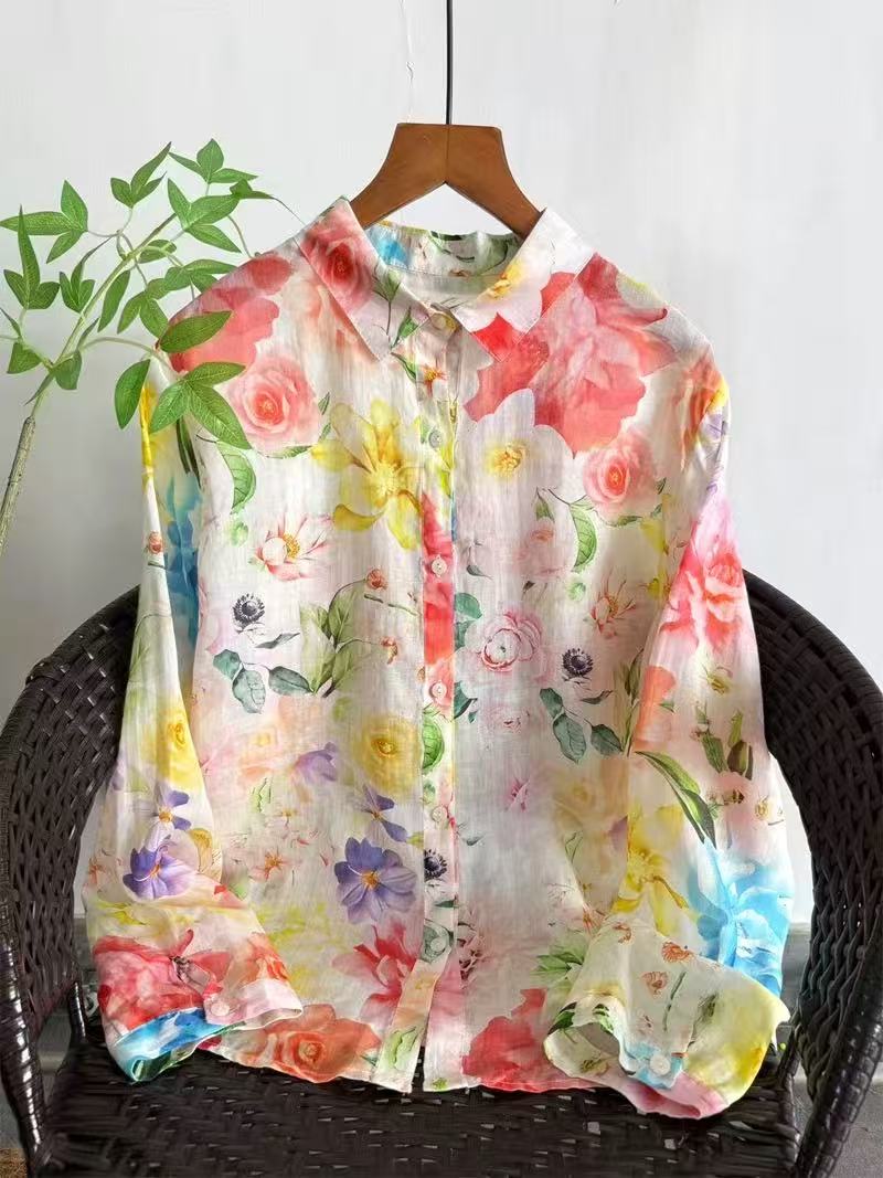 Summer Clothing In Japan - Camisas e Blusas Femininas de Linho