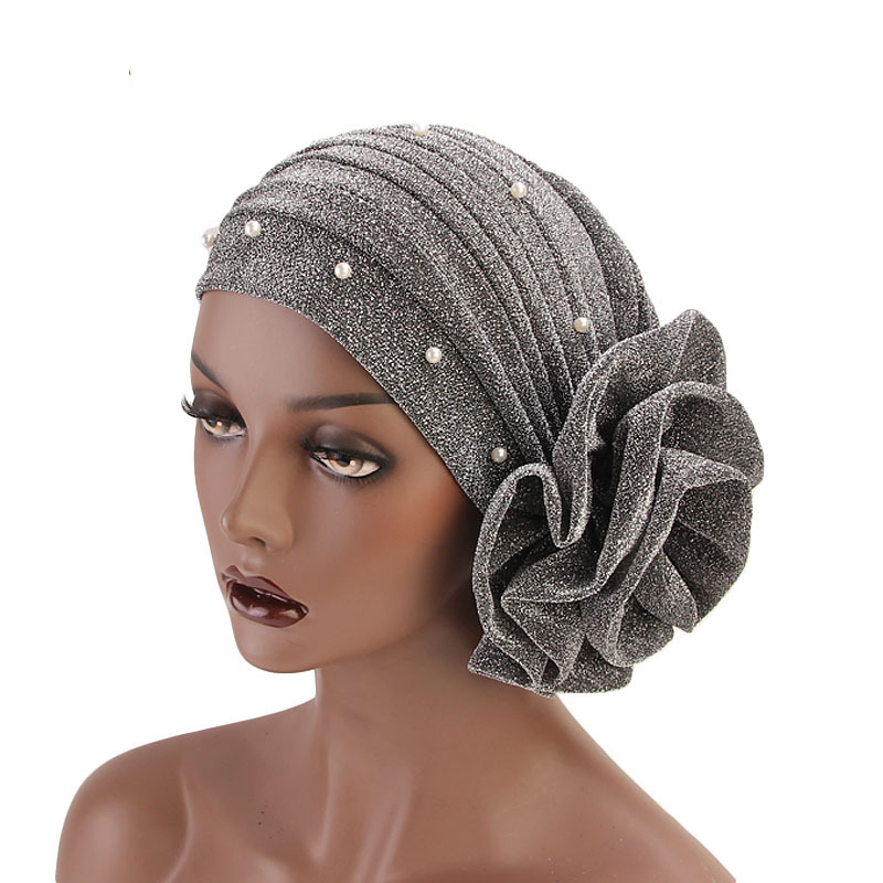 Summer Clothing Hijab - Verão beading flor turbante feminino bonés