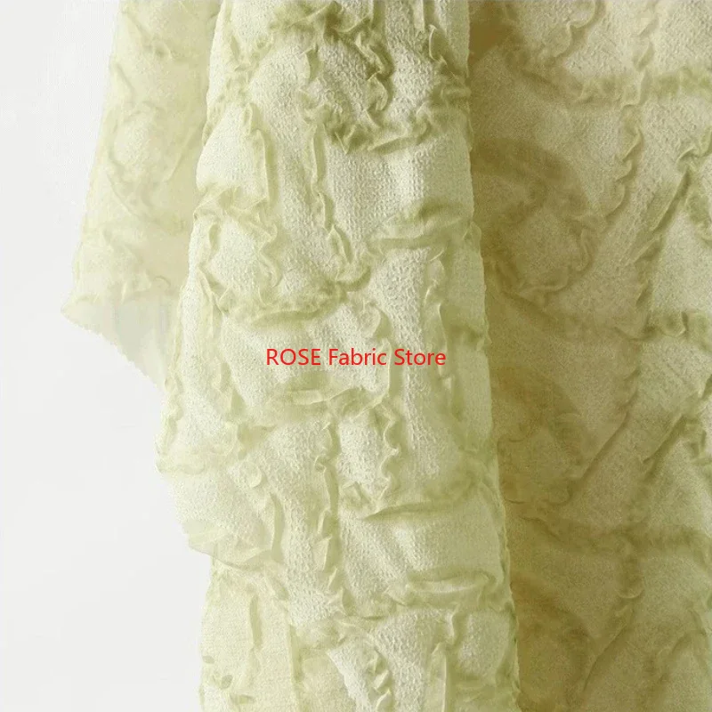 Soft Summer Yellow Clothing - Tecido de chiffon plissado leve e
