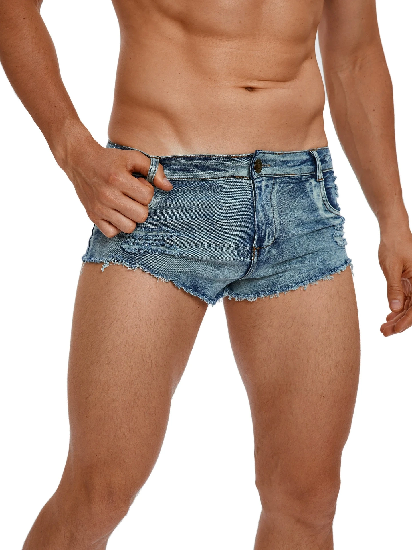 Vintage Summer Clothing Men - Shorts Jeans Masculinos de Cintura Baixa