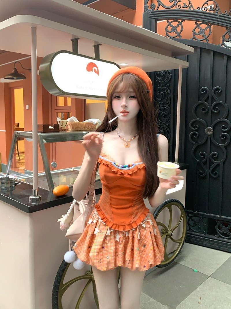 Novo Conjunto de Verão Laranja - Summer Clothing Girls avaliação e preço