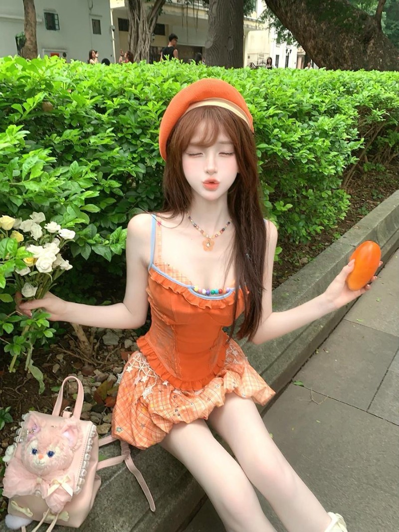 Novo Conjunto de Verão Laranja - Summer Clothing Girls avaliação e preço