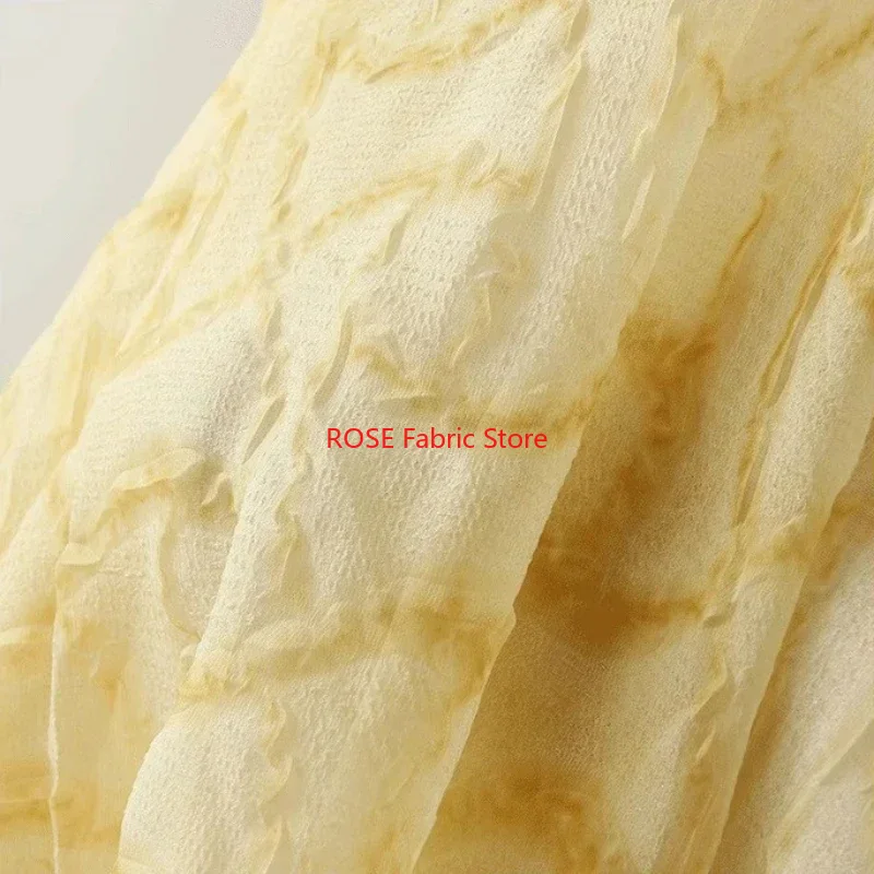 Tecido de chiffon plissado lev - Soft Summer Yellow Clothing avaliação e preço