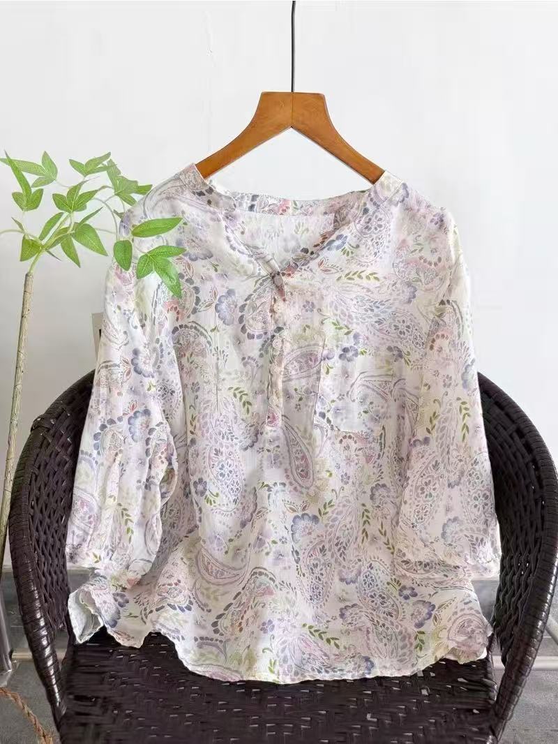 Camisas 100% Ramie para mulher - Summer Clothing In Japan avaliação e preço