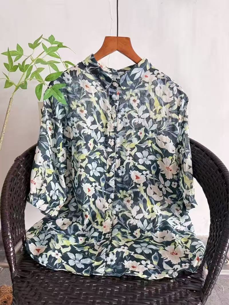 Camisa Feminina de Ramie Puro  - Summer Clothing In Japan avaliação e preço