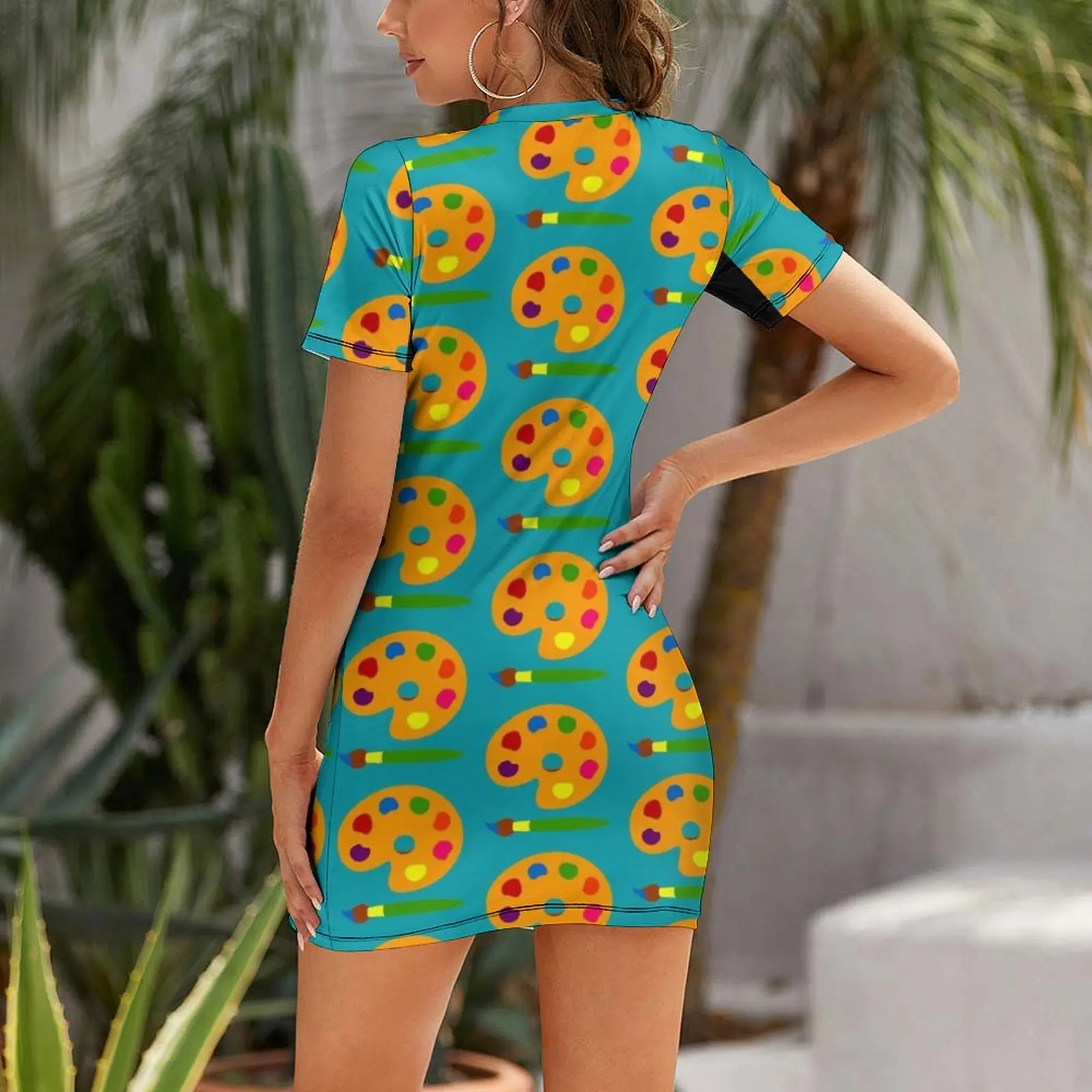 Vestido de Manga Curta com Est - Summer Clothing Palette avaliação e preço